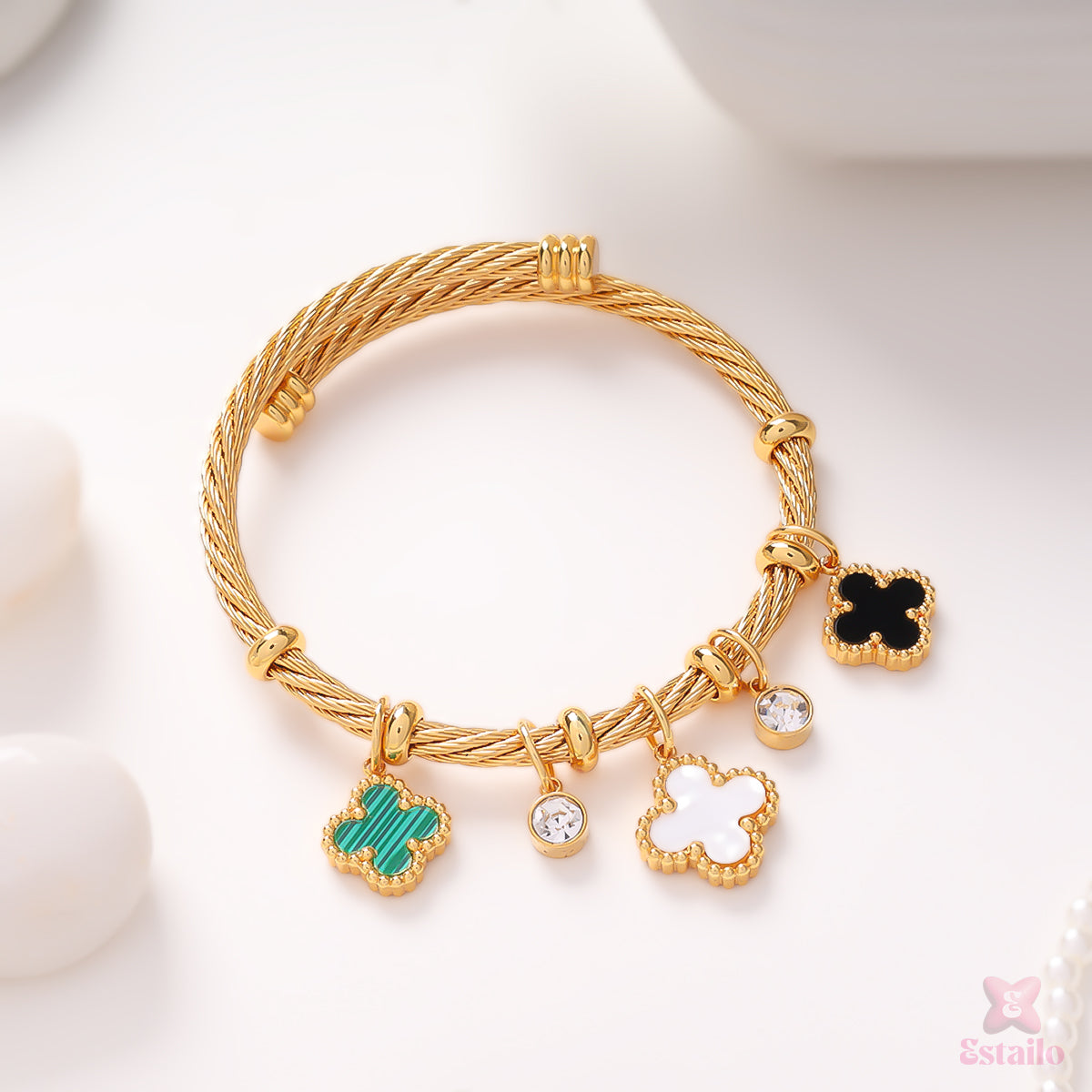 Golden Clover Statement Bracelet
