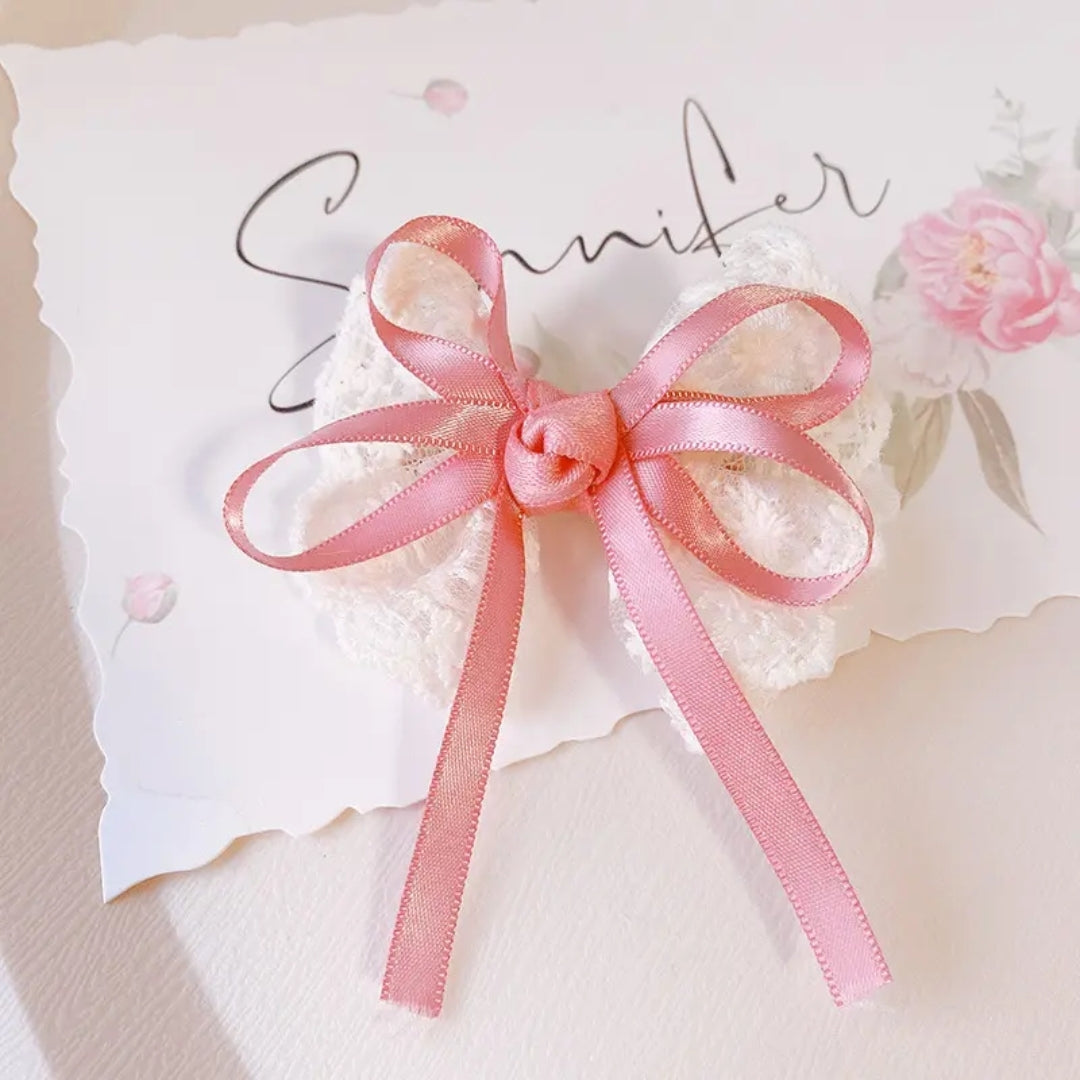 Lace & Ribbon Charm Bow Clip