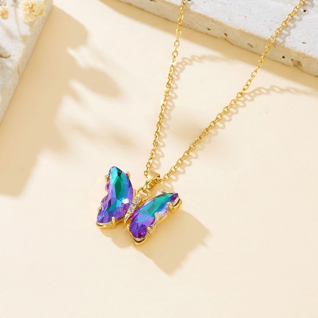 Blue Ombre Butterfly Necklace