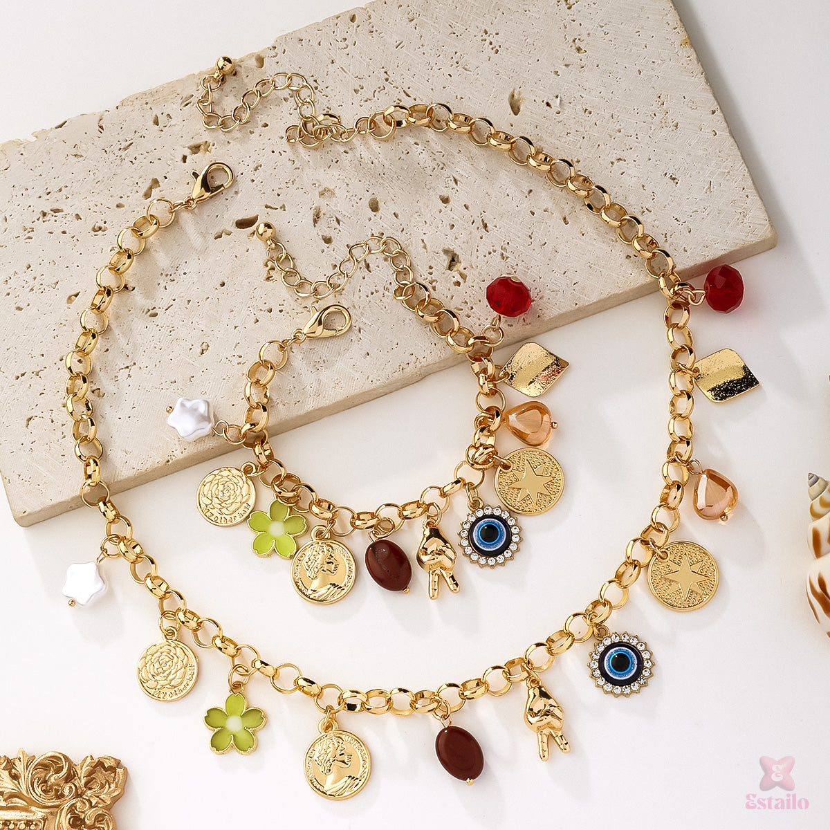 Eclectic Charm Necklace and Bracelet