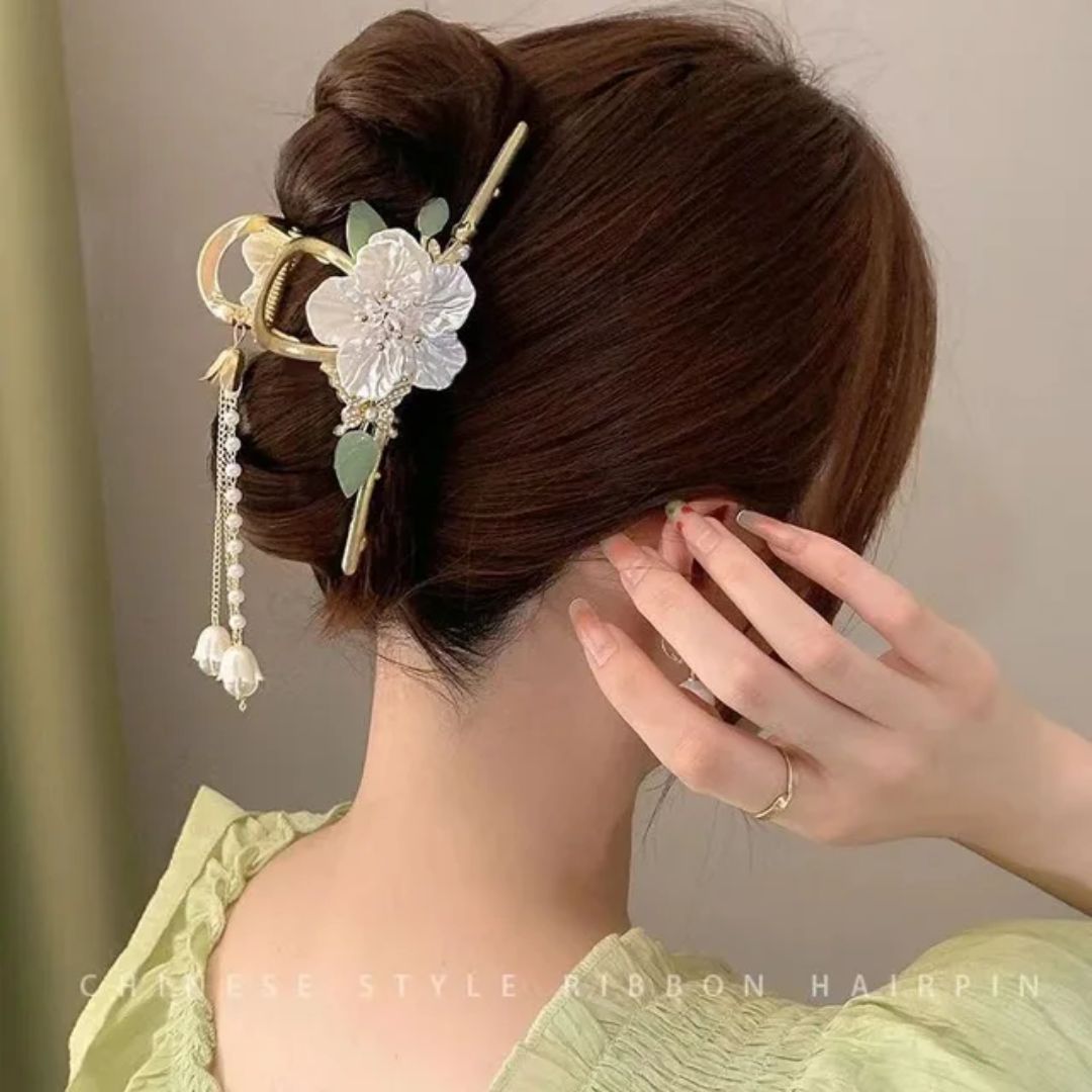 Flower Tassel Hair Claw Clip