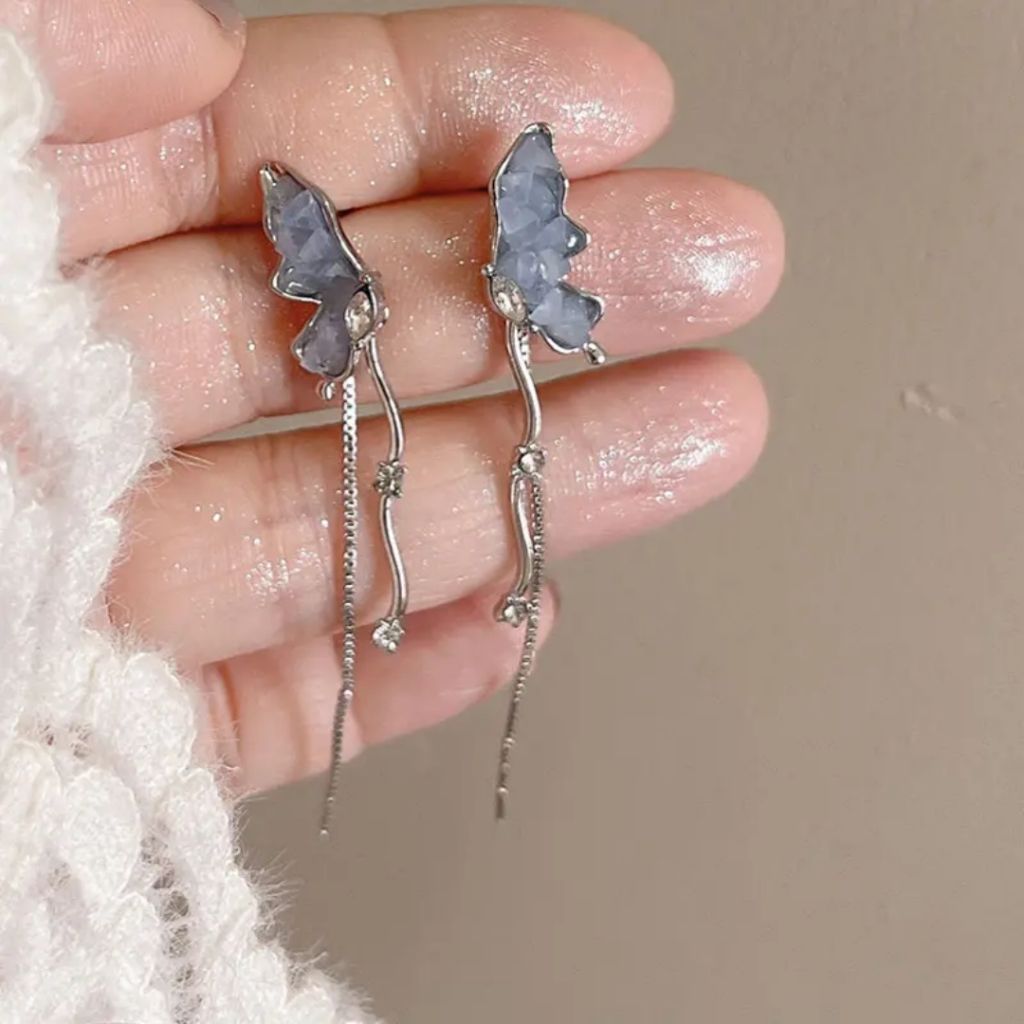 Silver Feather Statement Earrings