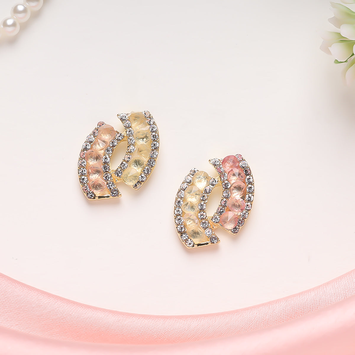 Pink Quartz Stud Earrings