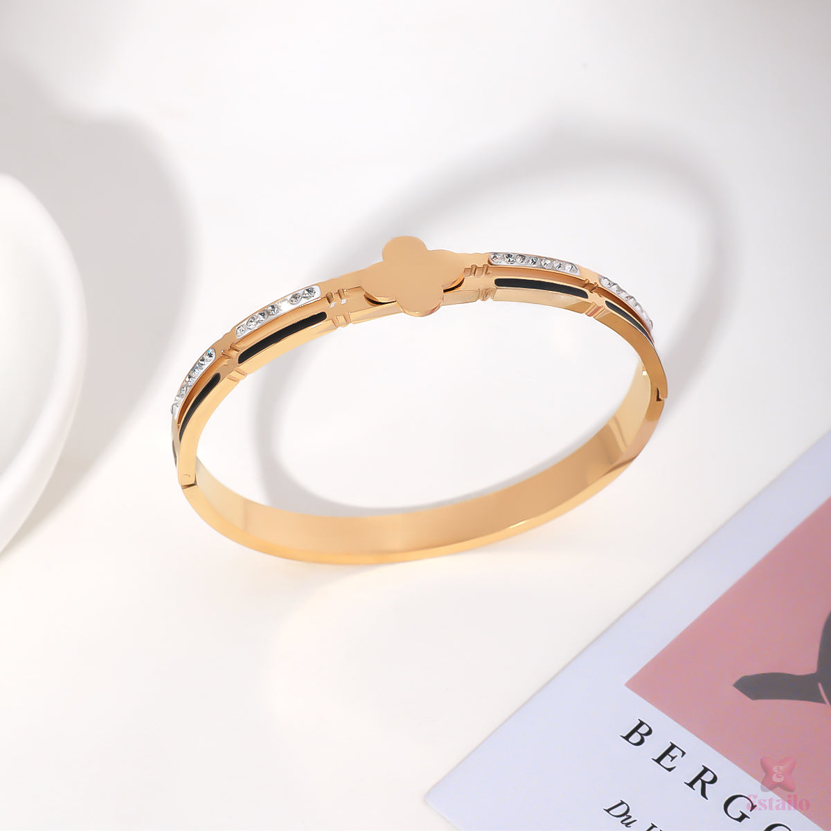 Dazzling Clover Cuff Bracelet