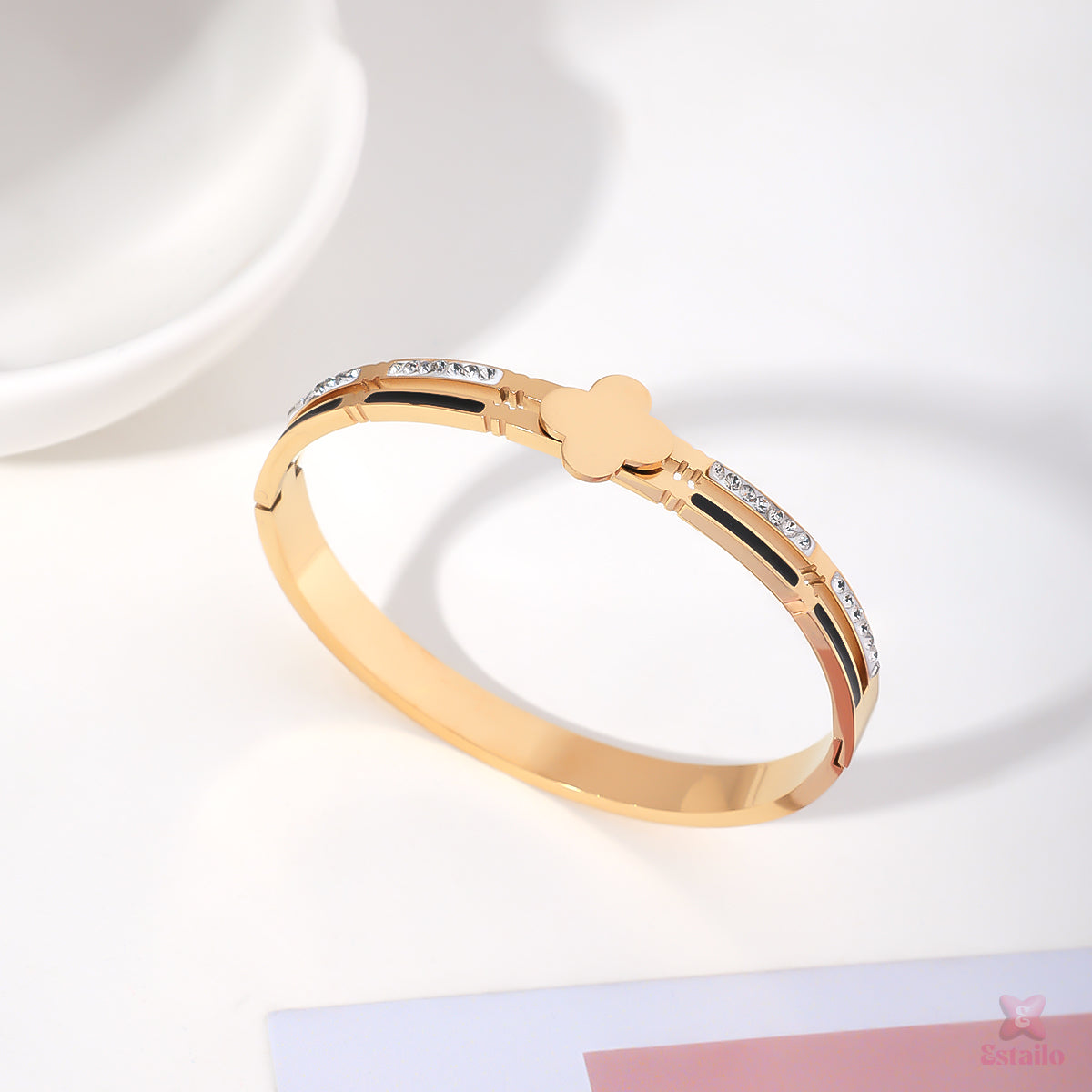 Dazzling Clover Cuff Bracelet