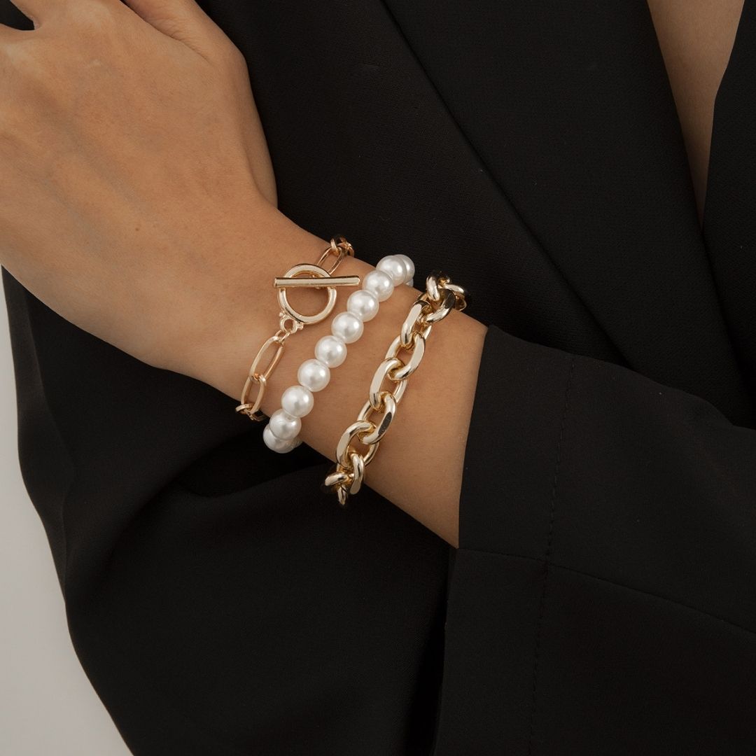 Gilded Trio Layer Stack Bracelet