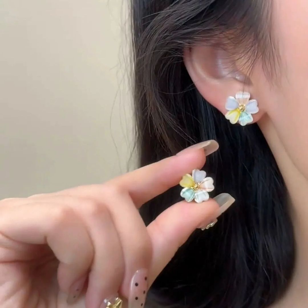 Iridescent Petals Studs Earrings