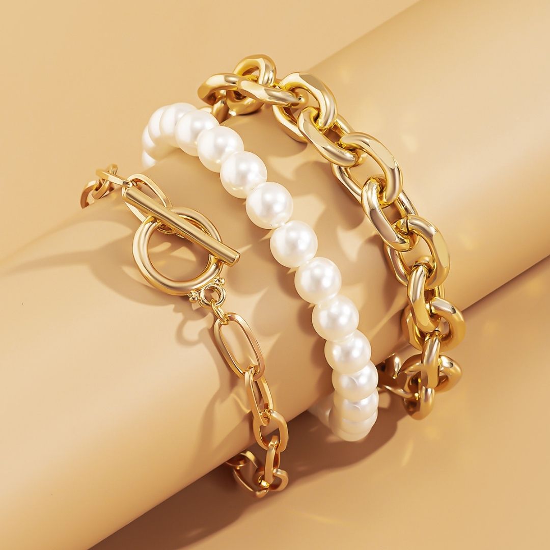 Gilded Trio Layer Stack Bracelet