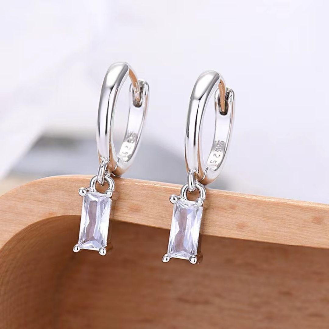 Emerald Cut Huggies Earrings