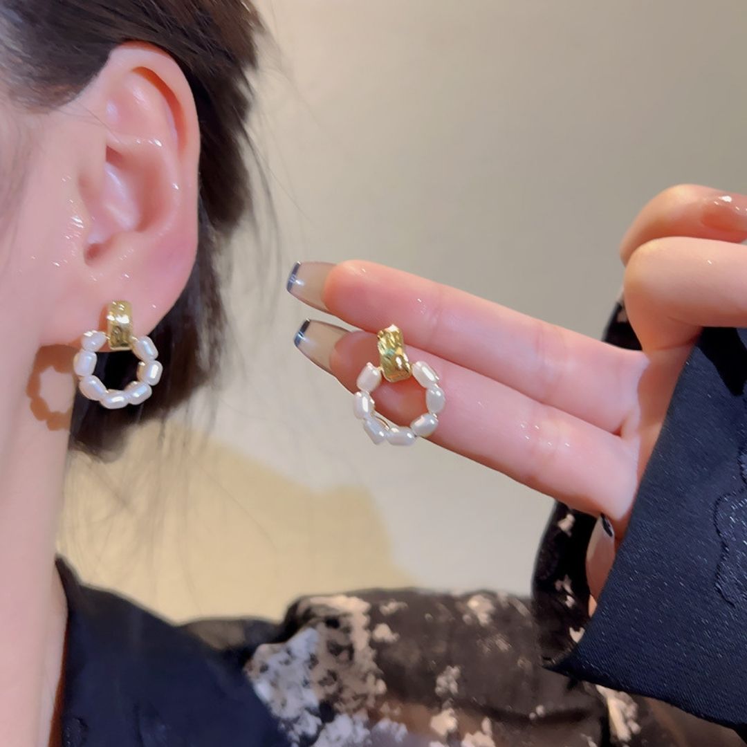 Gilded Seed Pearls Earrings