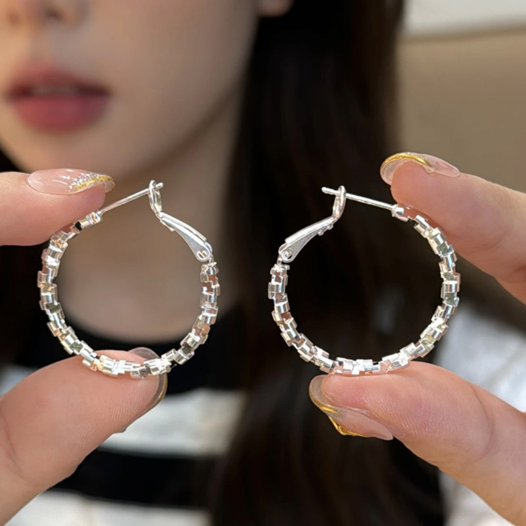 Modern Pave Hoop Earrings