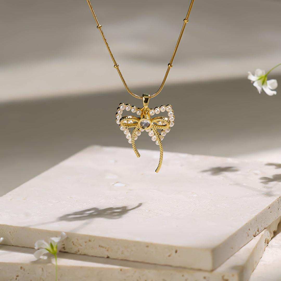 Golden Elegance Bow Neckpiece