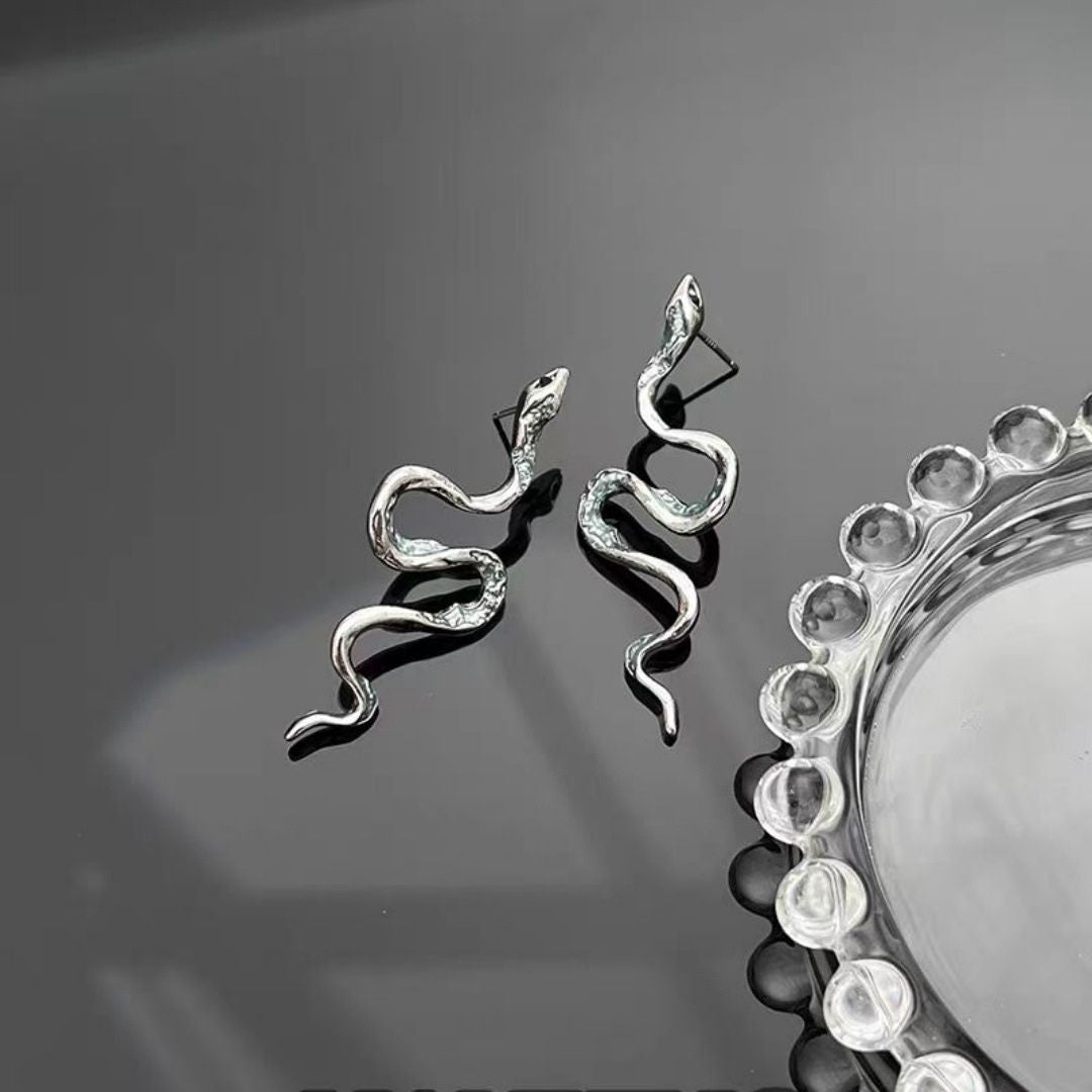 Medusa’s Mirror Serpent Earrings
