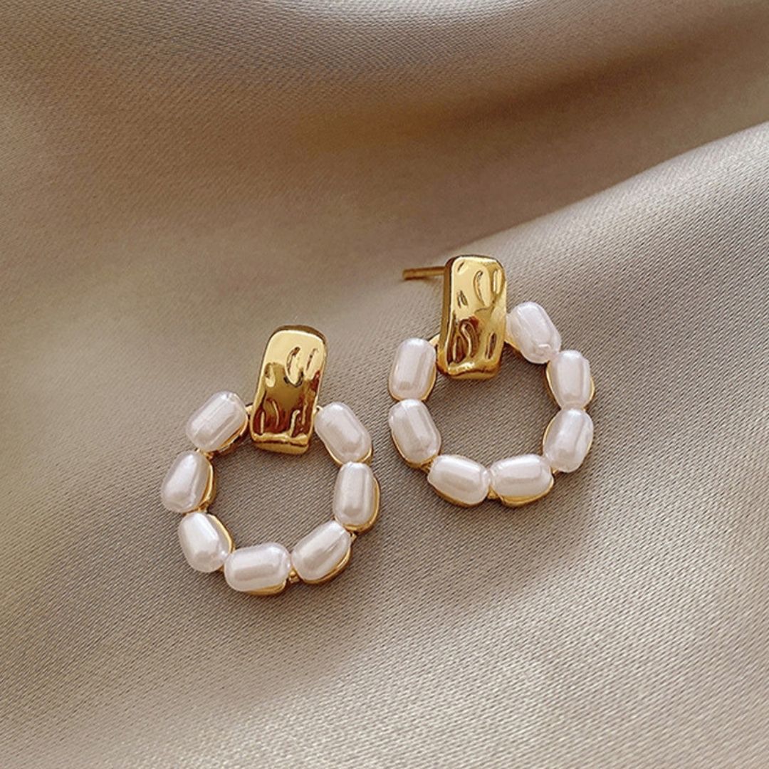 Gilded Seed Pearls Earrings