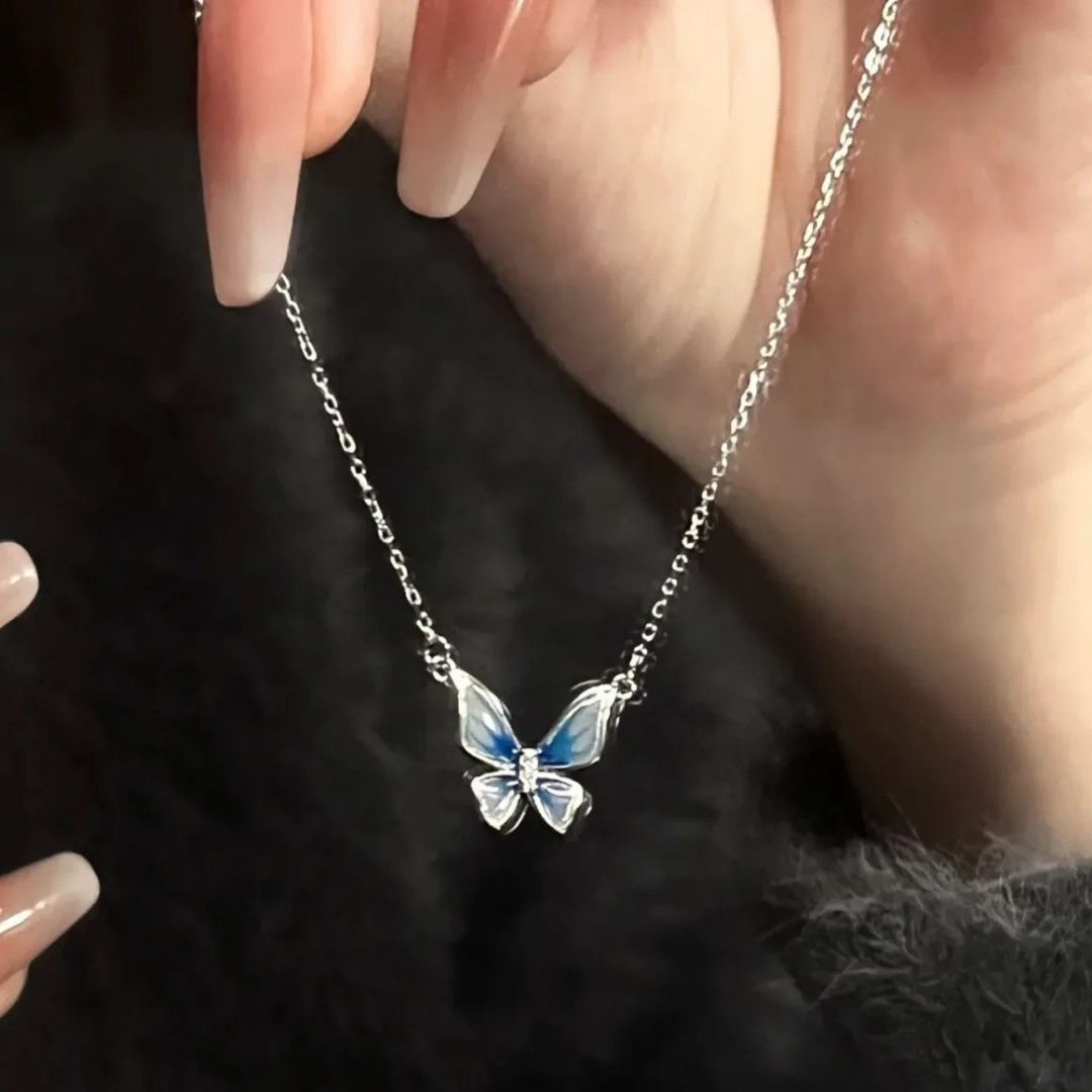 Blue Butterfly Necklace