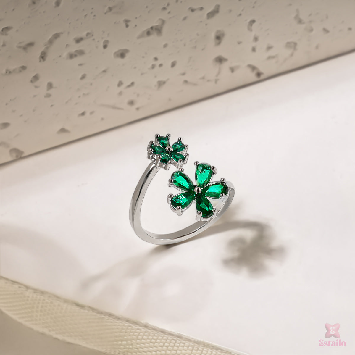 Emerald Blossom Ring