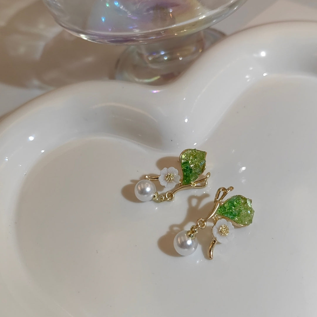 Oriental Blossom Pearl Drops Earrings