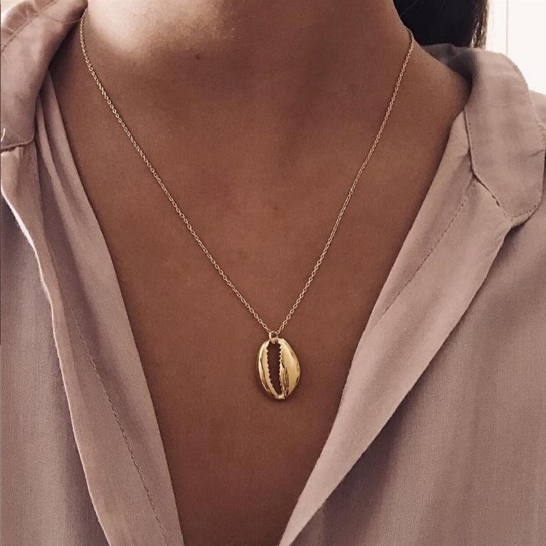 Golden Cowrie Charm Necklace