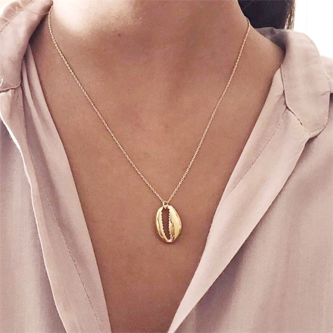 Golden Cowrie Charm Necklace