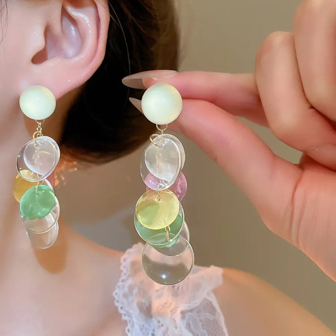 Rainbow Disc Statement Earrings