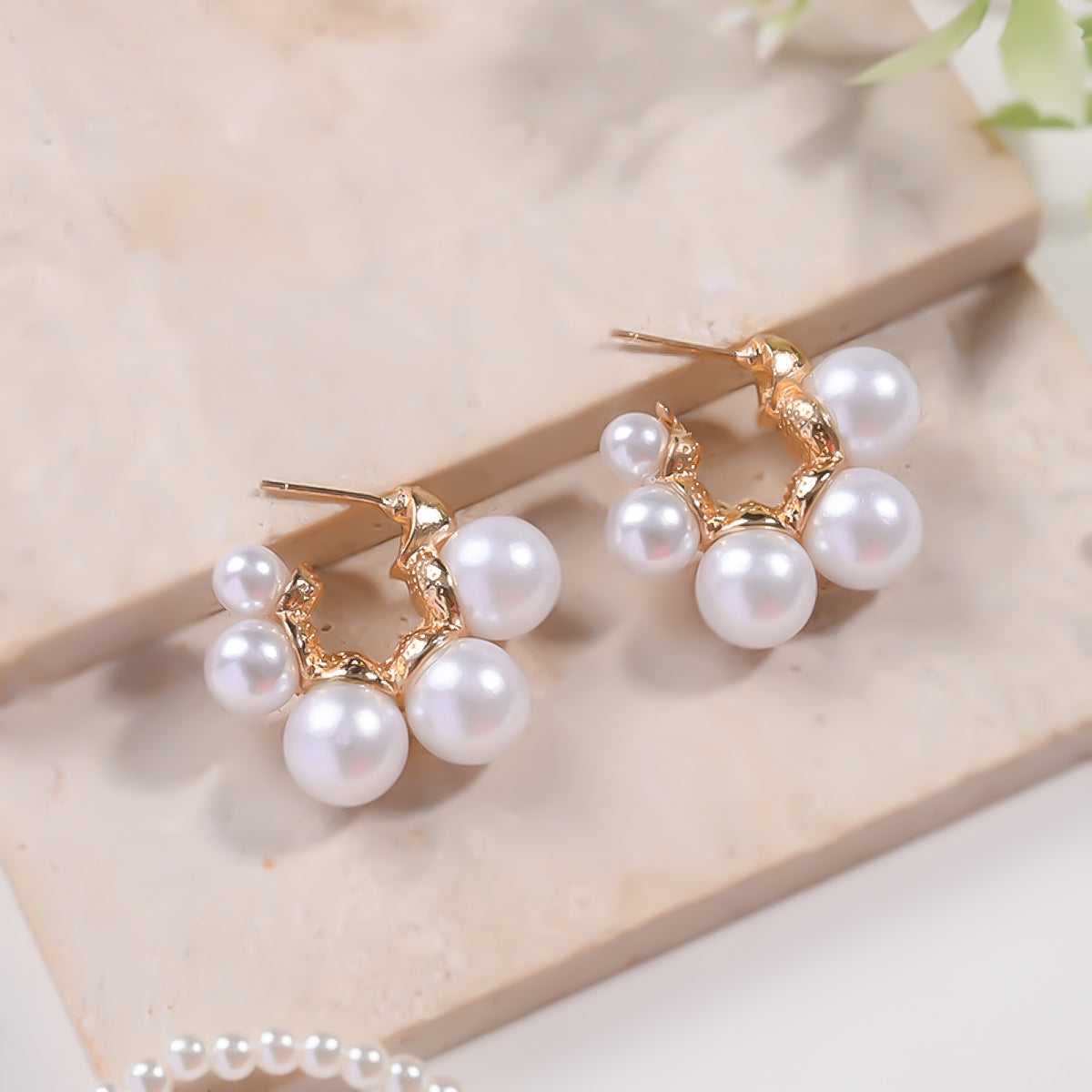 Dazzle Pearl Hoops Earring