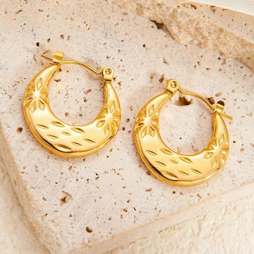 Golden Groove Hoops Earrings