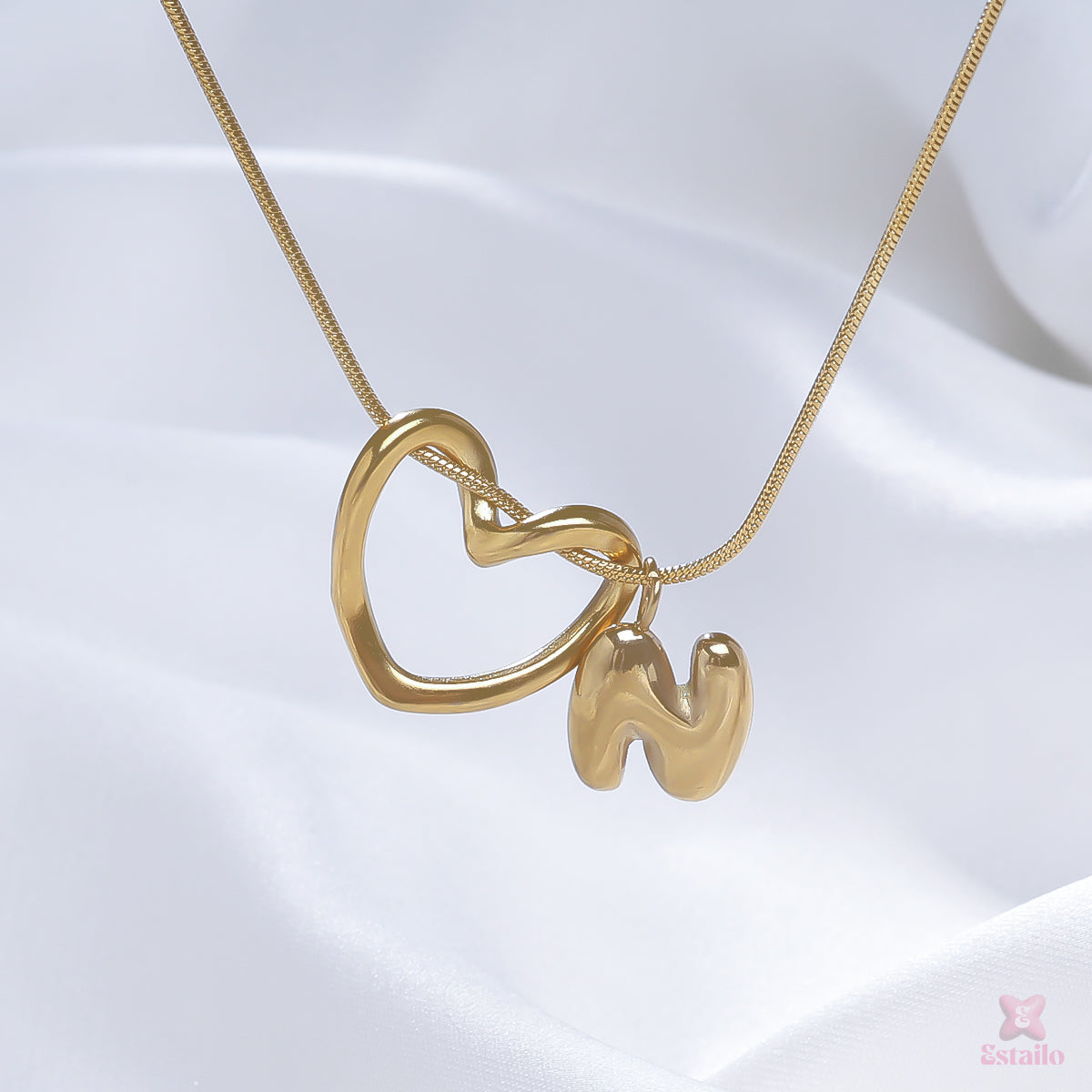 Charming Heart Initial Necklace