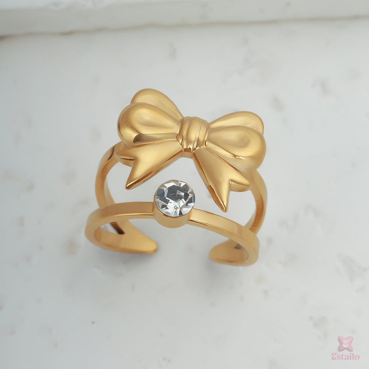 Twin Shine Bow & Gem Ring