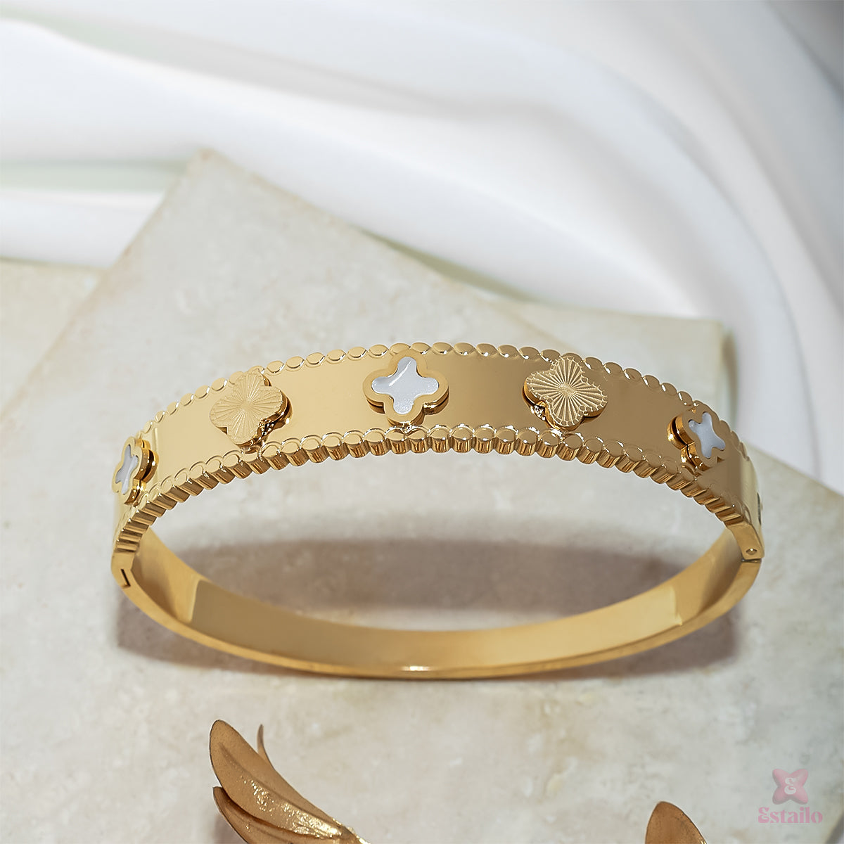 Elegant Clover Cuff Bracelet