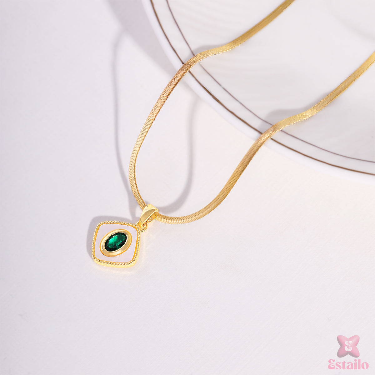 Emerald Square Necklace