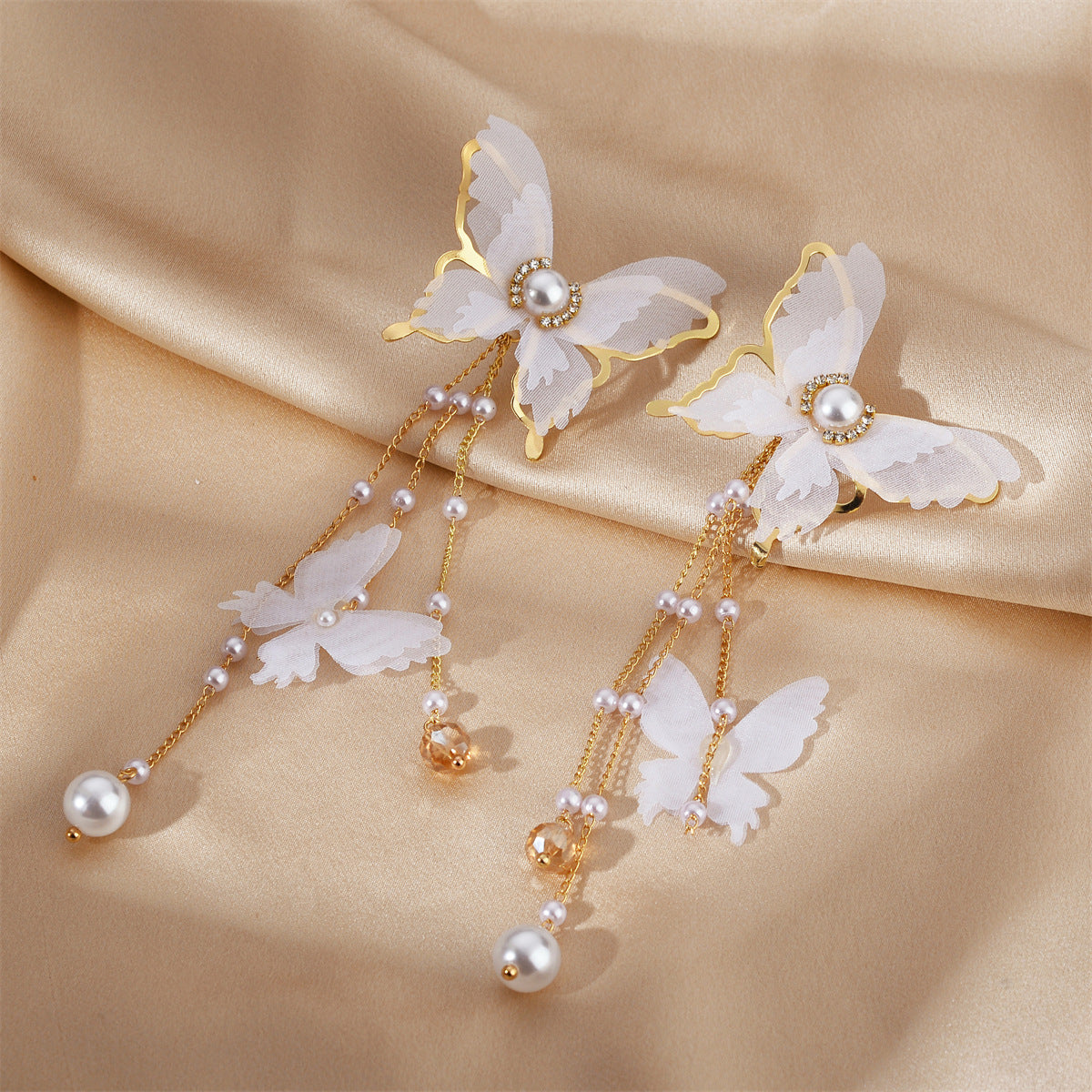 Charming Butterfly Pearl Cascades Earrings
