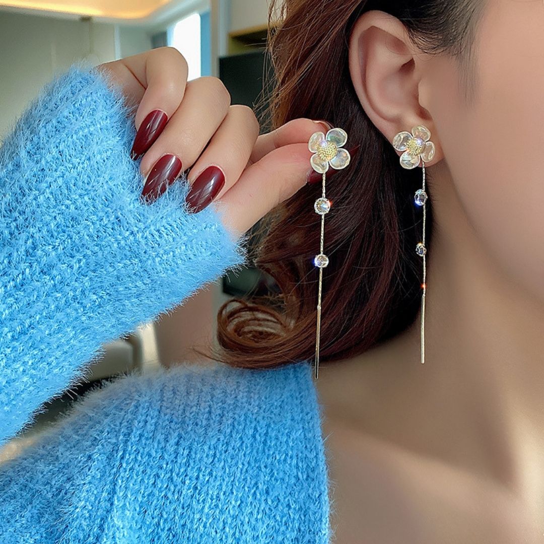 Moonlit Crystal Tassels Earrings