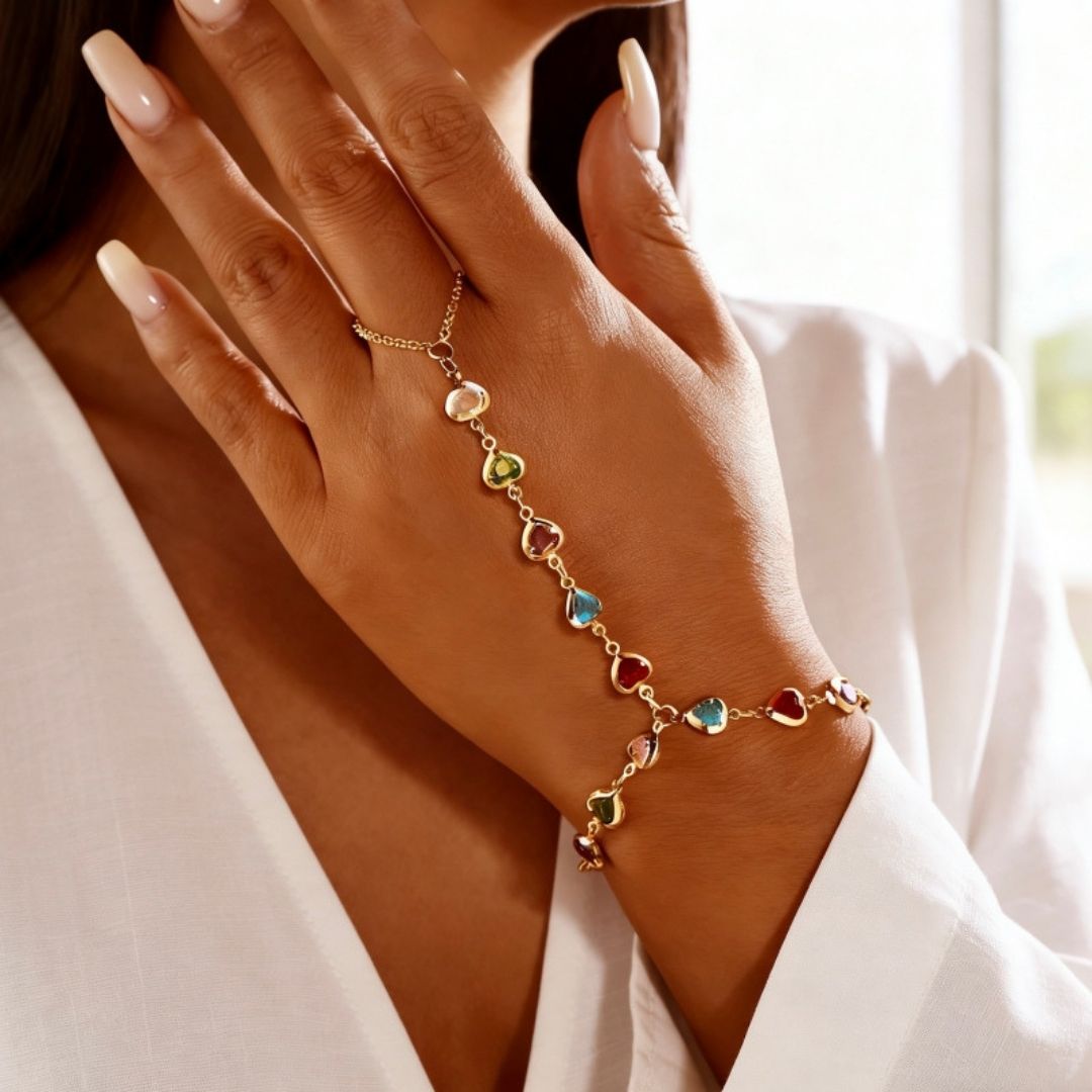 Chroma Heart Hand Chain Bracelet