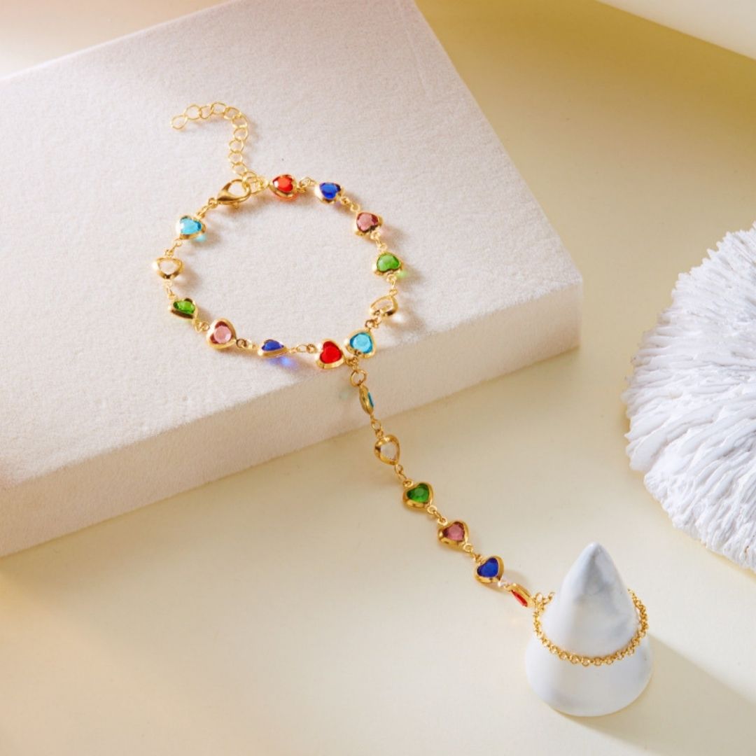 Chroma Heart Hand Chain Bracelet