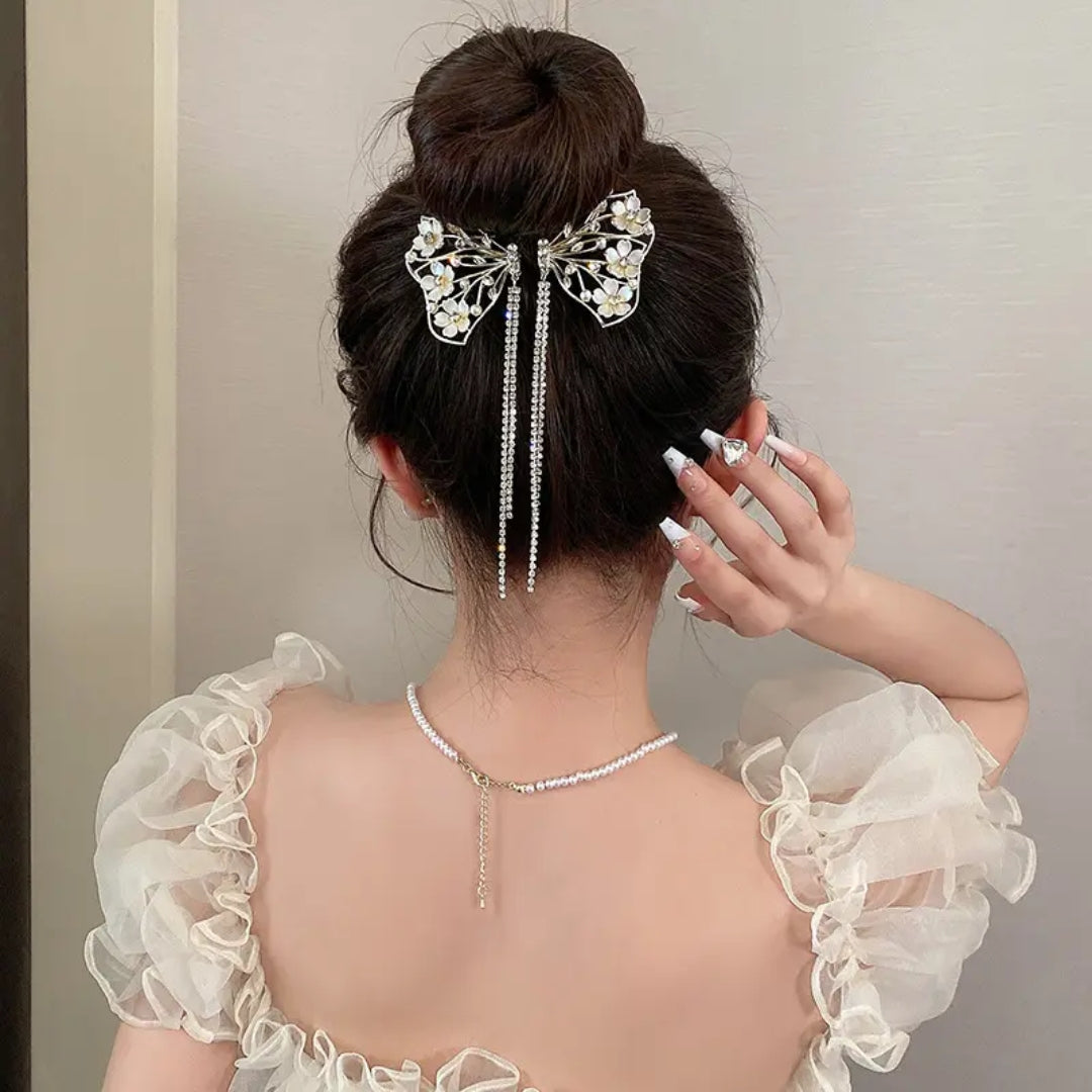 Crystal Butterfly Tassel Hair Claw