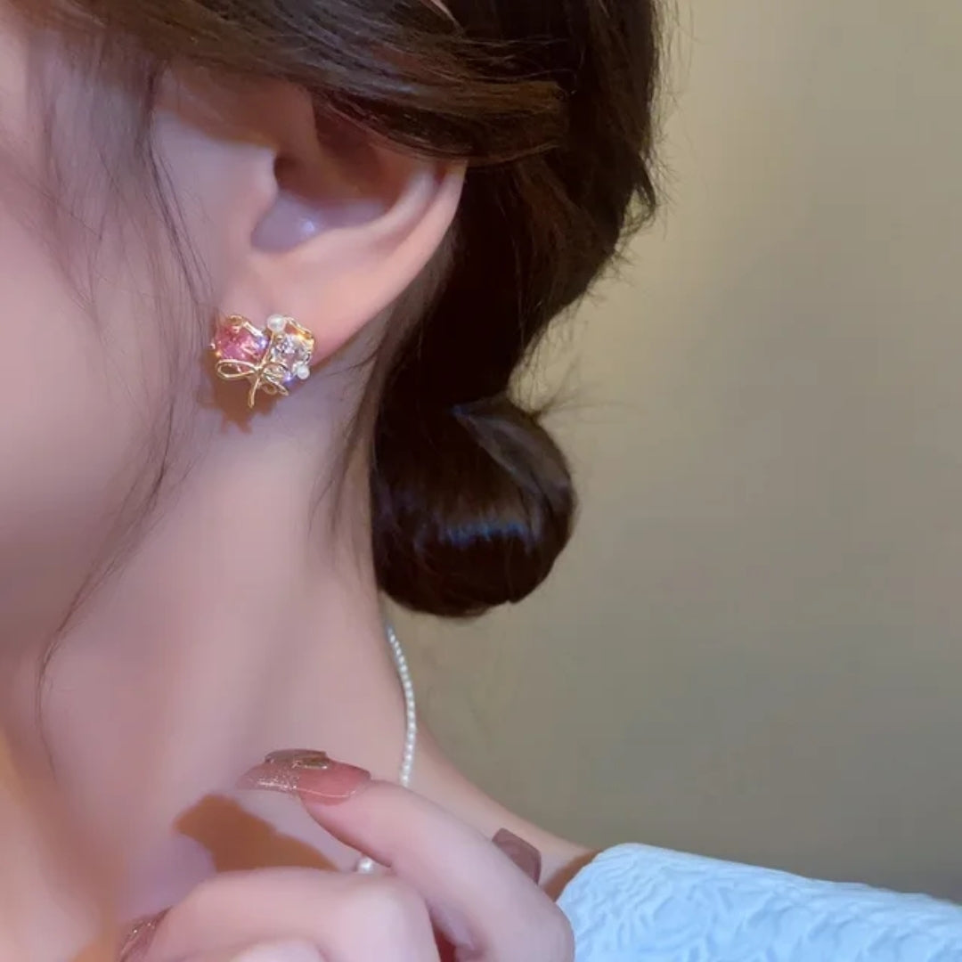 Crystal Pink Whisper Earrings