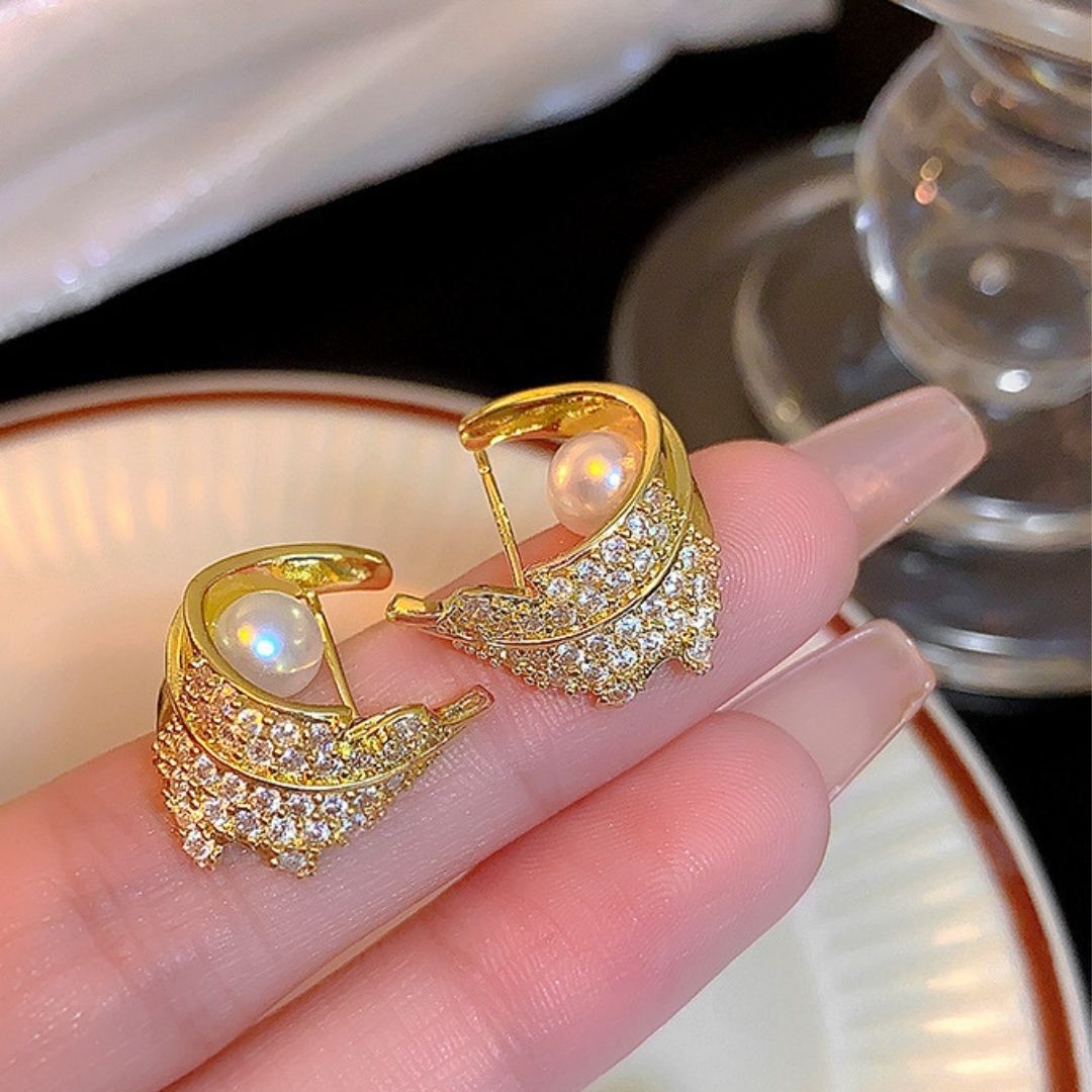 Golden Nautilus Studs Earrings