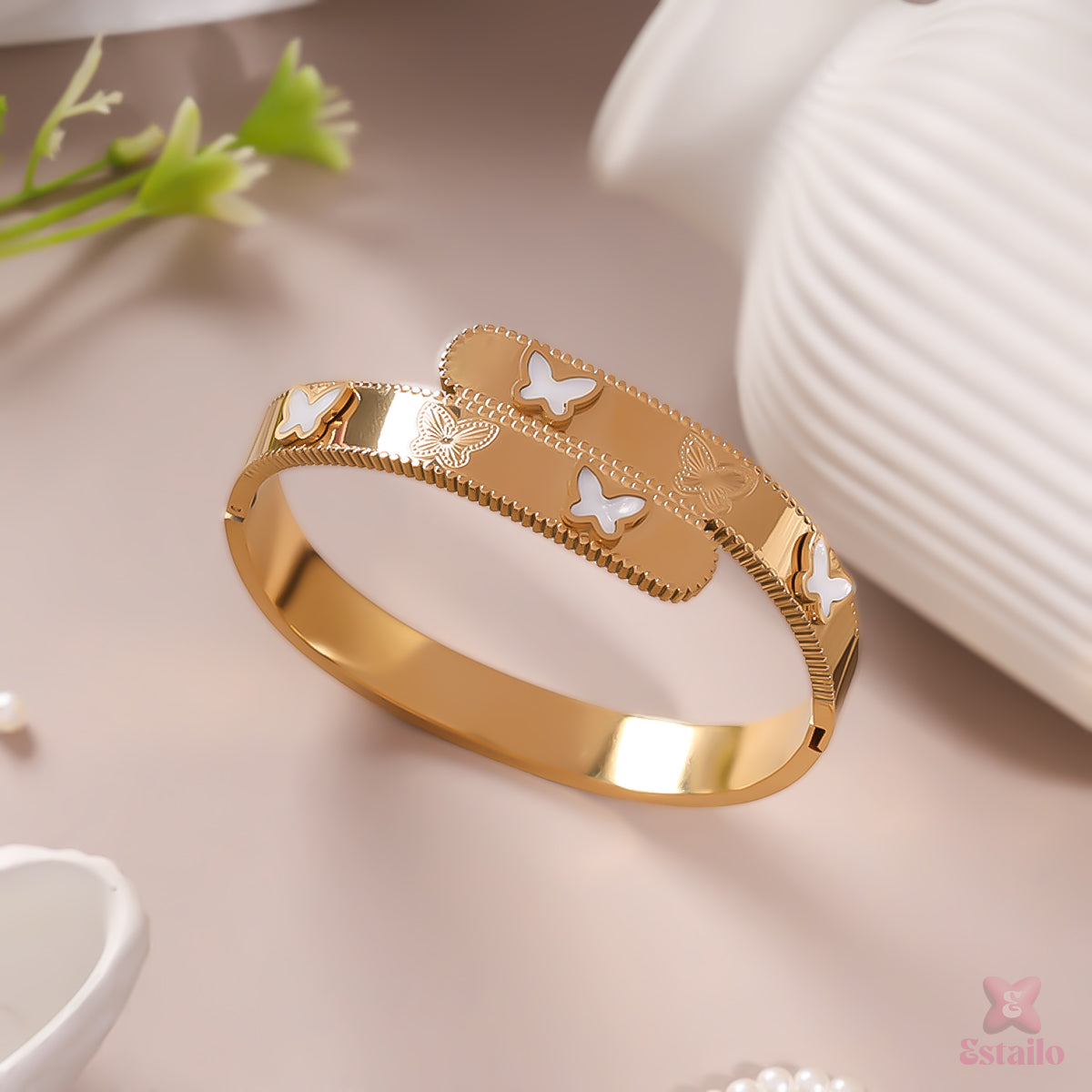 Golden Butterfly Bangle Bracelet