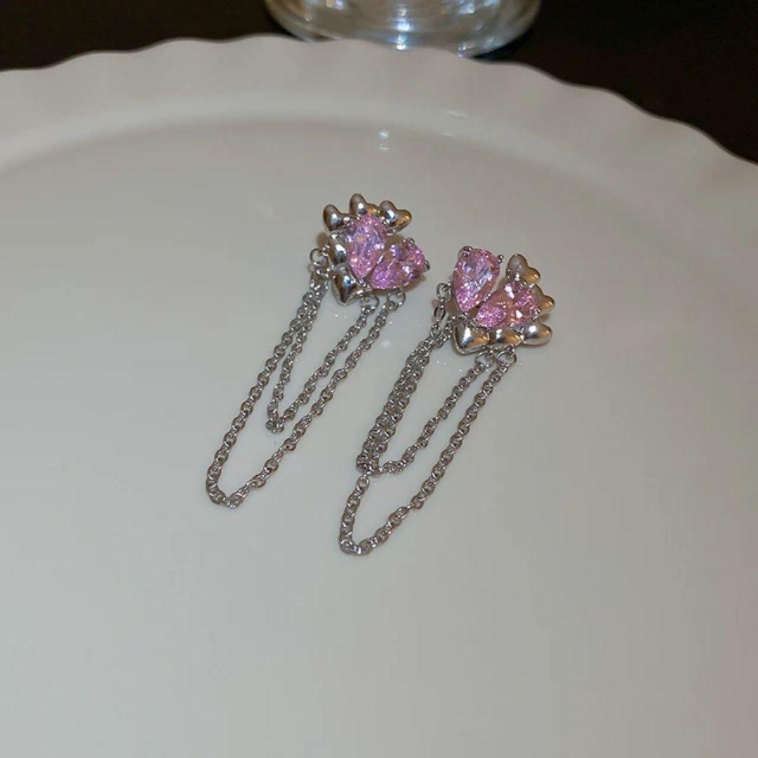 Bling Blogger heart chain Earring