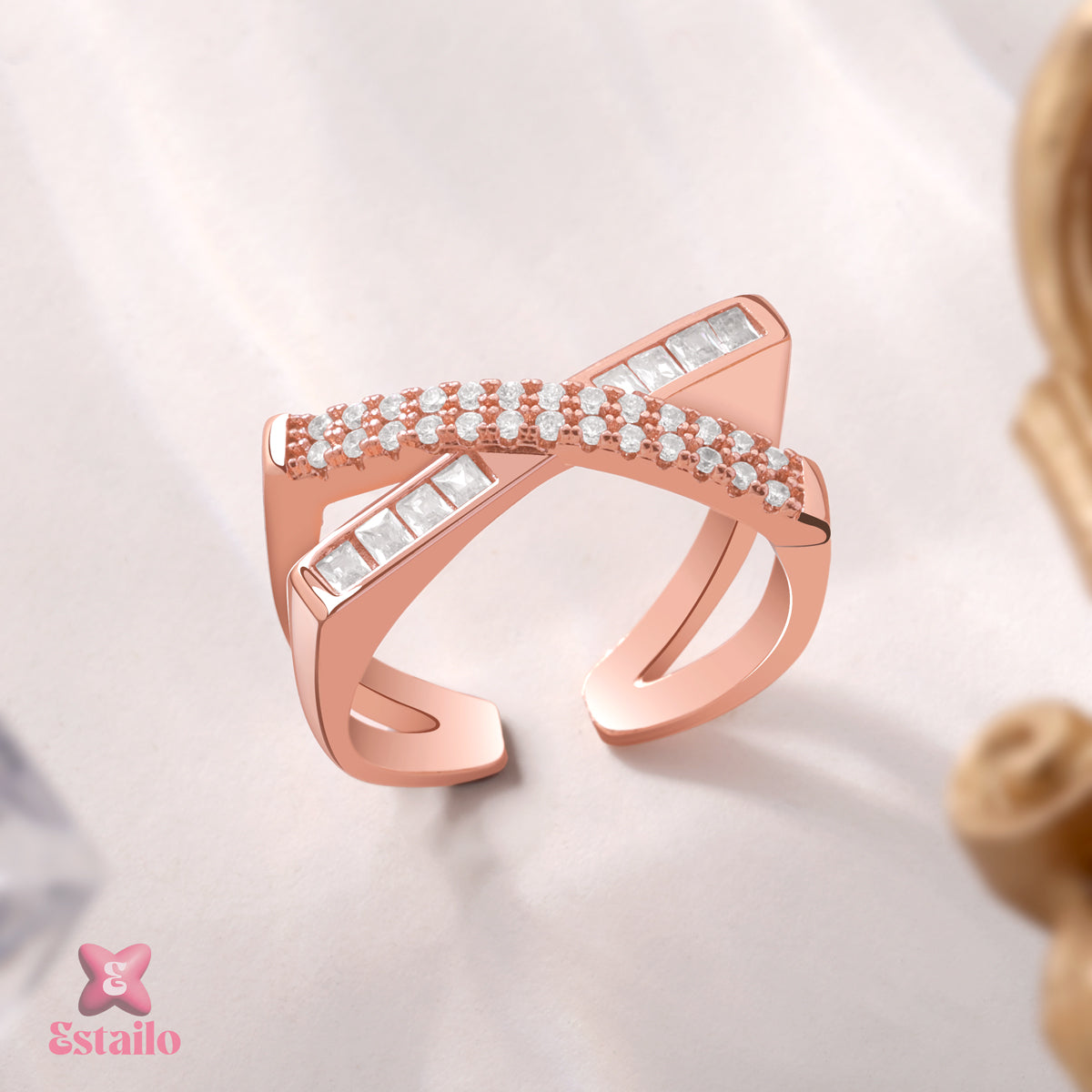 Rose Gold Sparkle Embrace Ring