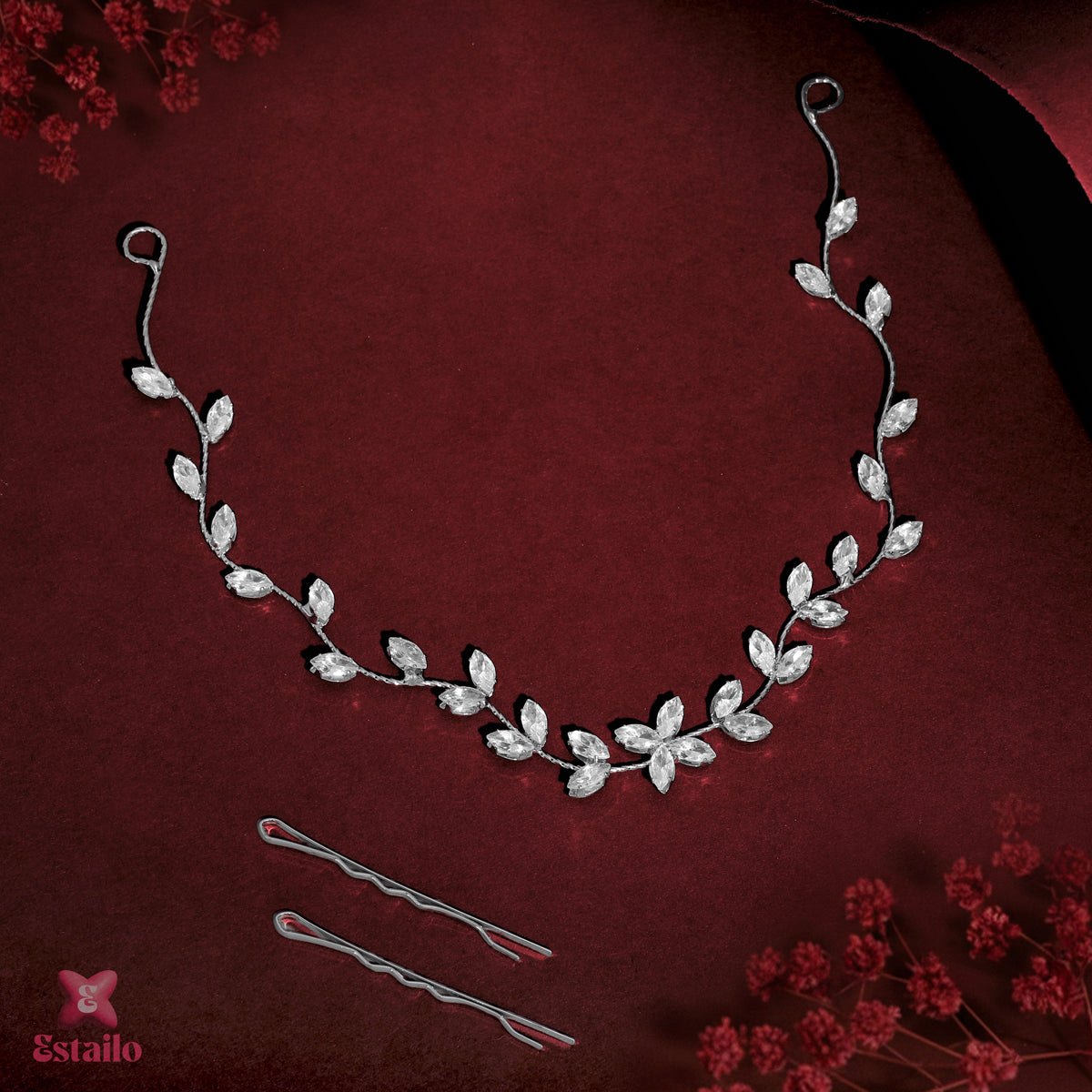 Crystal Leaf Bridal Solitaire Hair