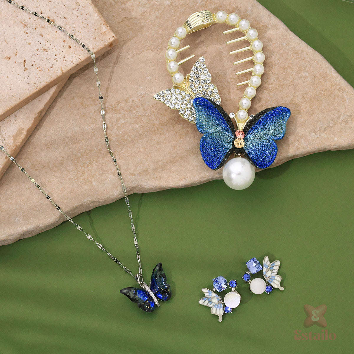 Elegant Pearl Butterfly Set