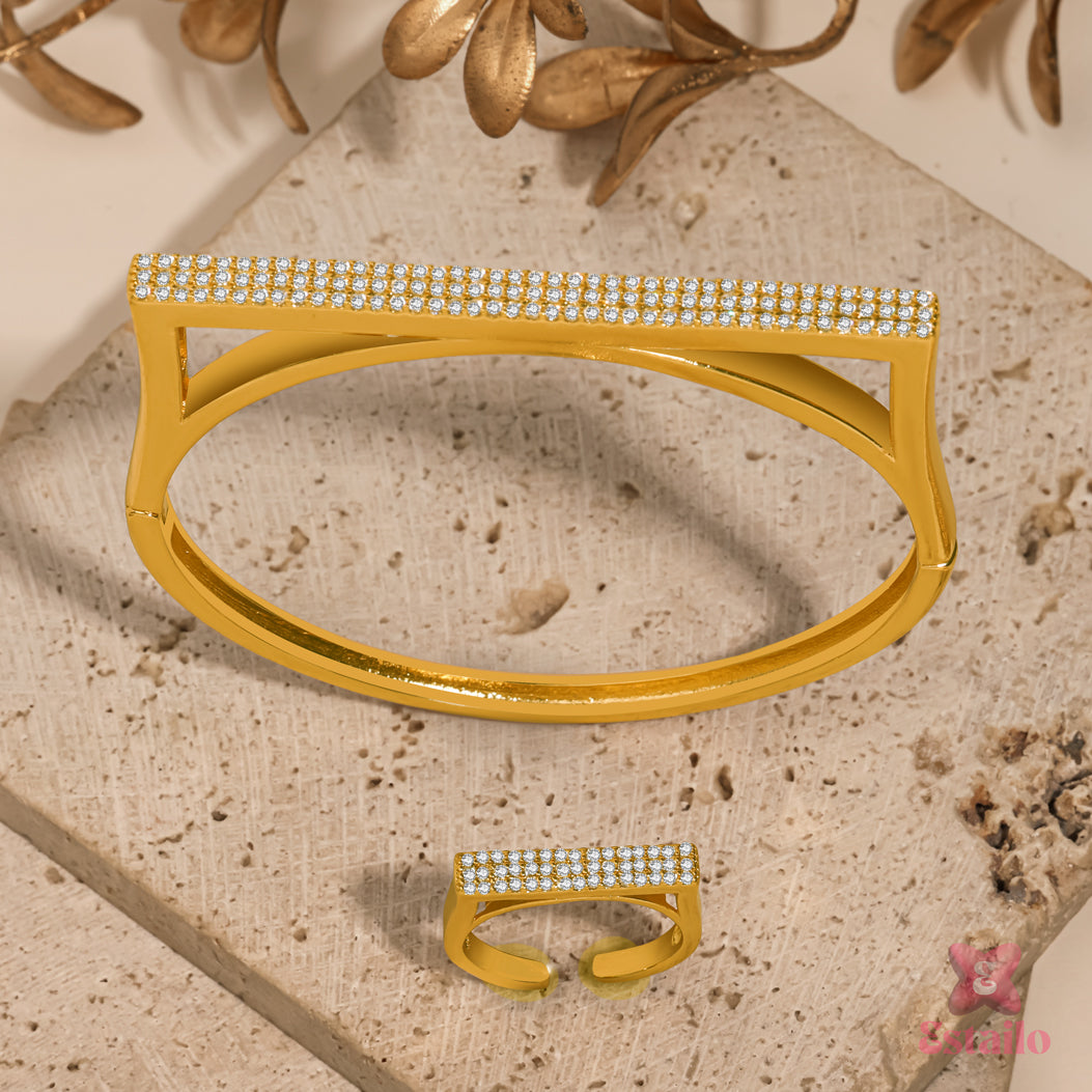 Geometric Sparkle Bracelet and Ring