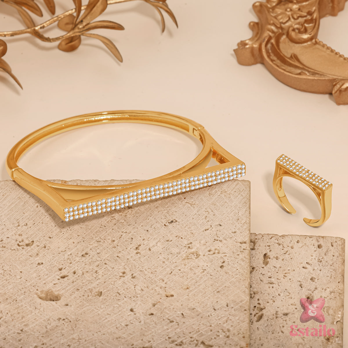 Geometric Sparkle Bracelet and Ring