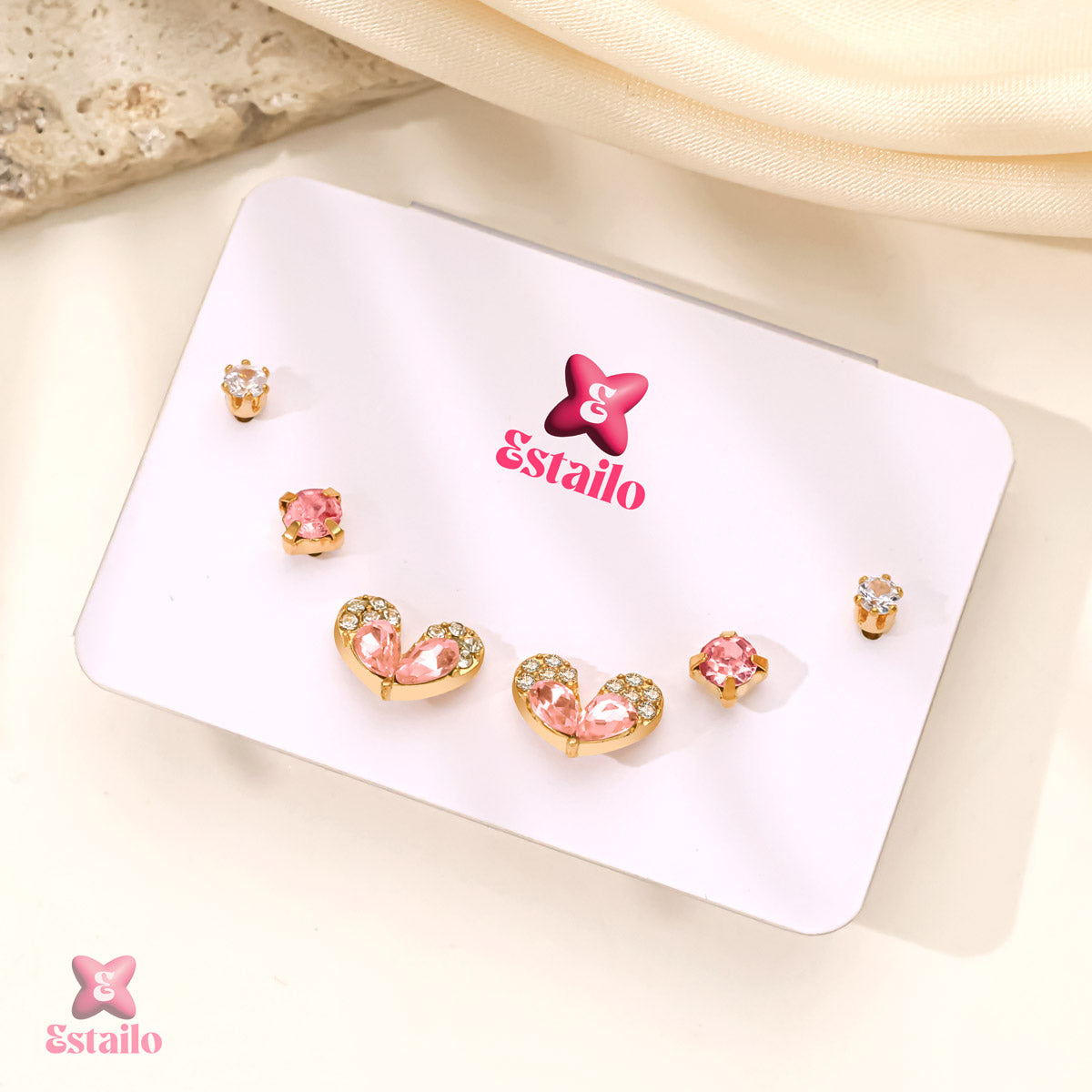 Pink Heart Sparkle Earrings