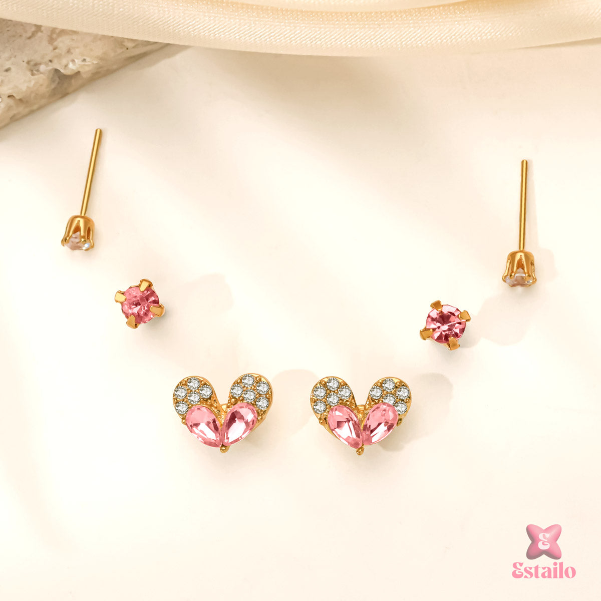Pink Heart Sparkle Earrings