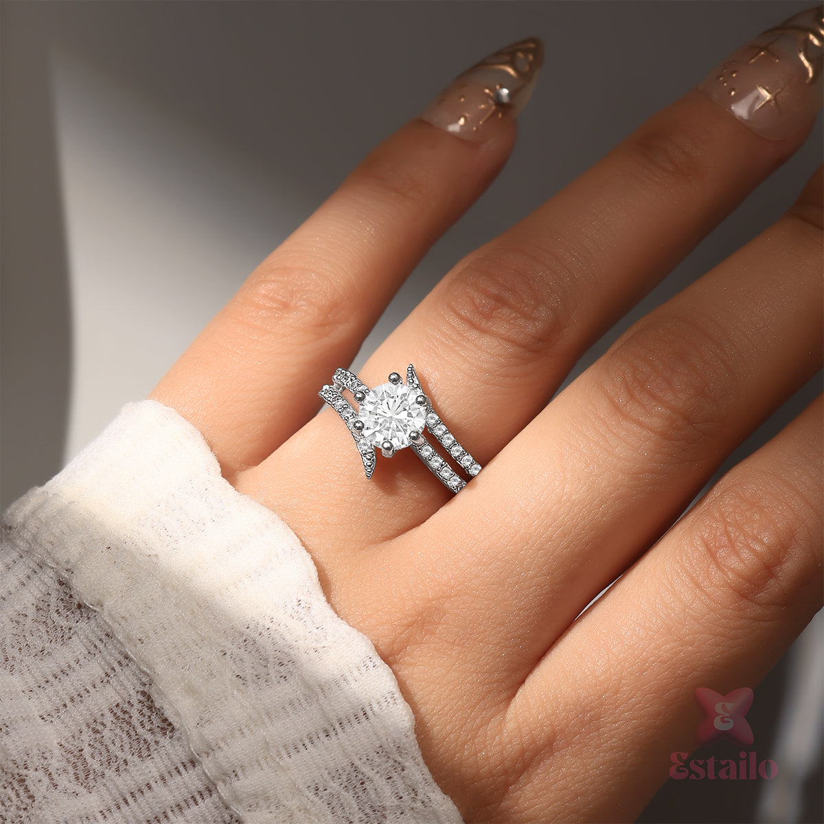 Sparkle Wave Stone Ring