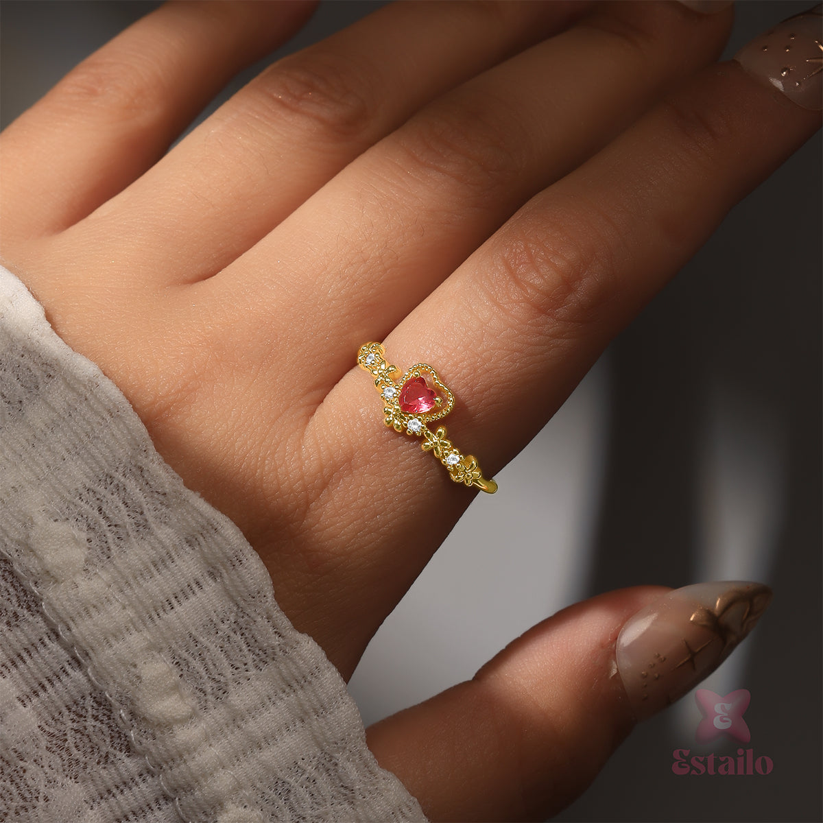 Starlit Love Heart Ring