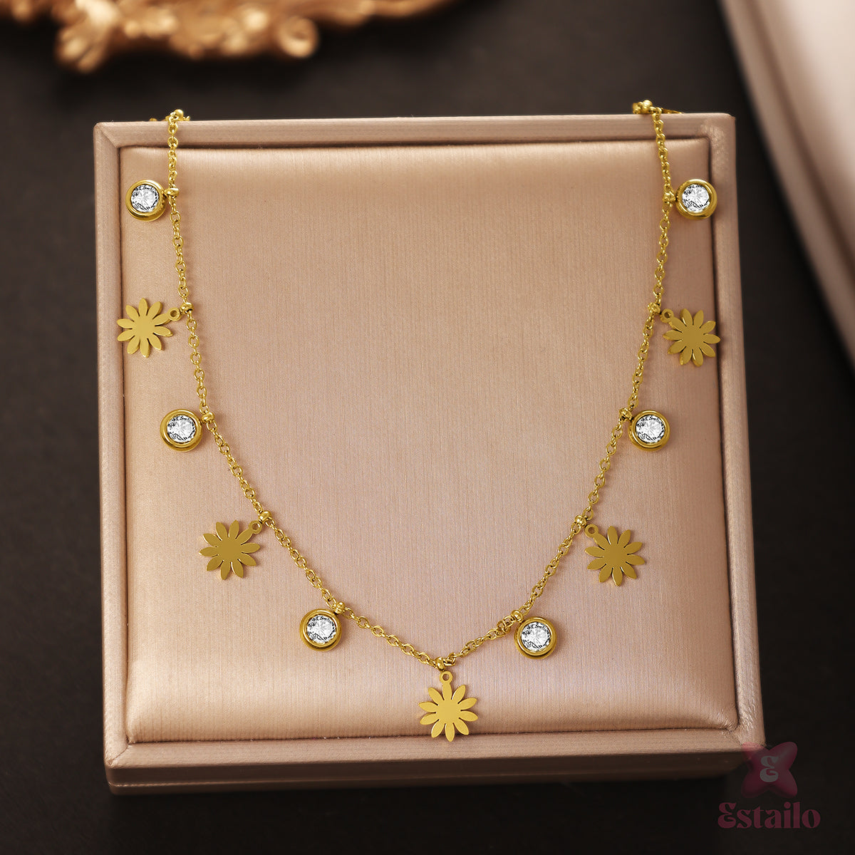 Sparkling Sun Flower Dangle Necklace