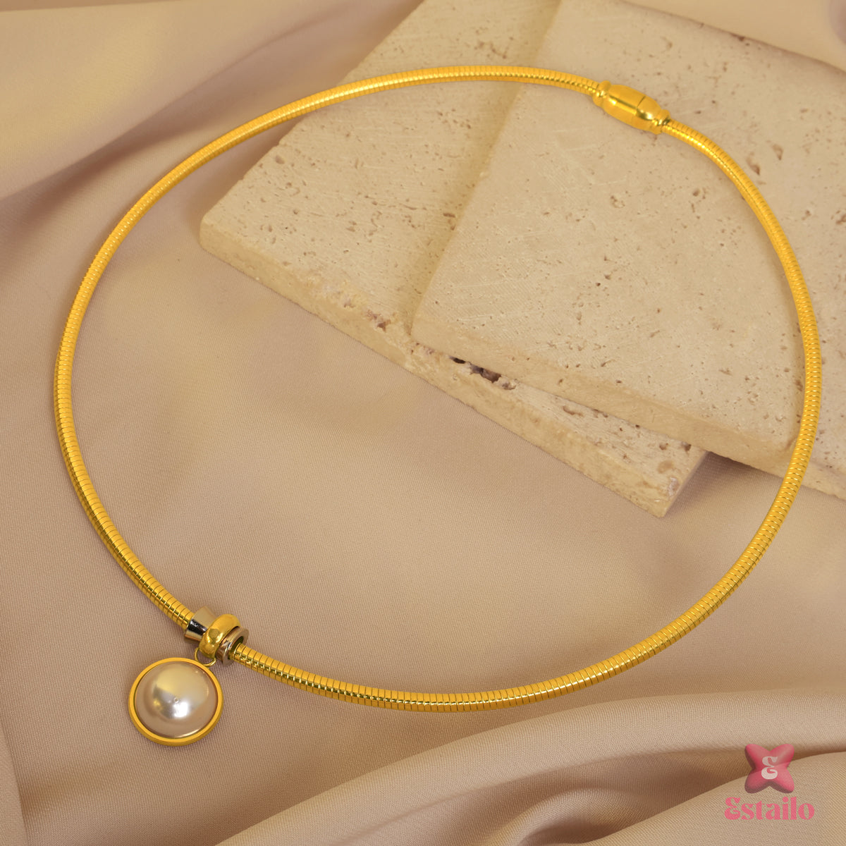 Golden Pearl Droplet Necklace